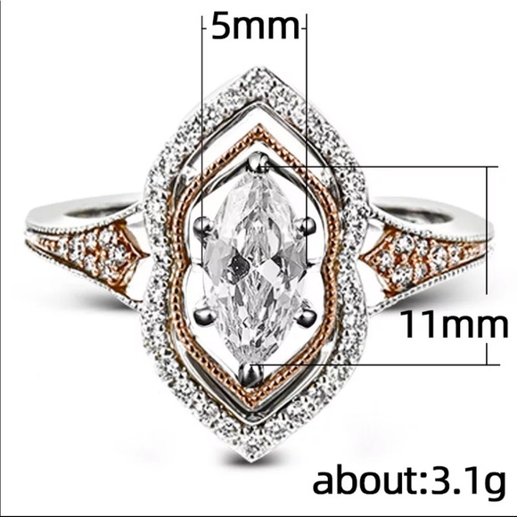 New Women’s 925 Silver Marquise Cut Diamond Ring - Picture 4 of 4